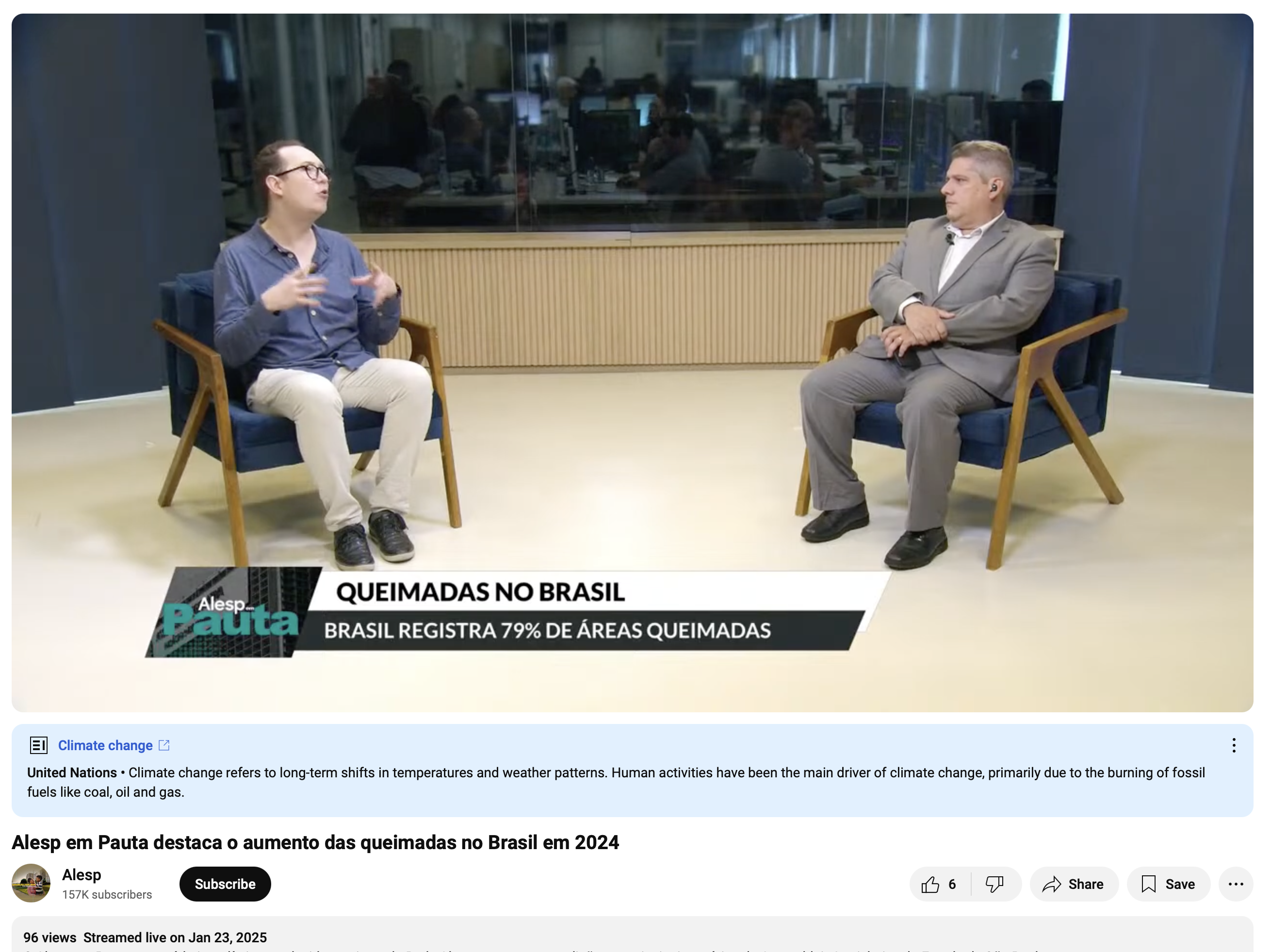 Entrevista sobre o aumento nas queimadas no Brasil